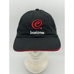 Vintage IBM e-Business Embroidered Black Baseball Cap Y2K USA Made